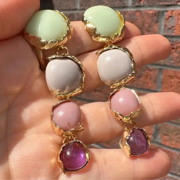 Zara Colorful Stone Drop Earrings - Picture 7 of 8